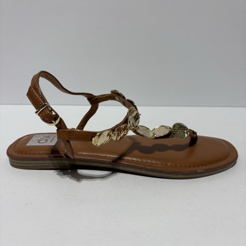 Dolce Vita Women’s Gold T Strap Sandals Brown/Gold, Size 9.5 M